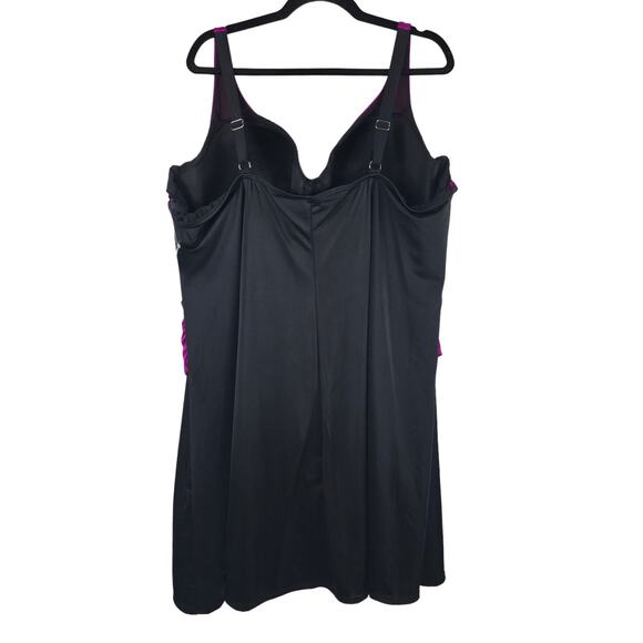 SwimSuits For All Black Pink One Piece Swim Dress 32 NWT - Picture 2 of 6